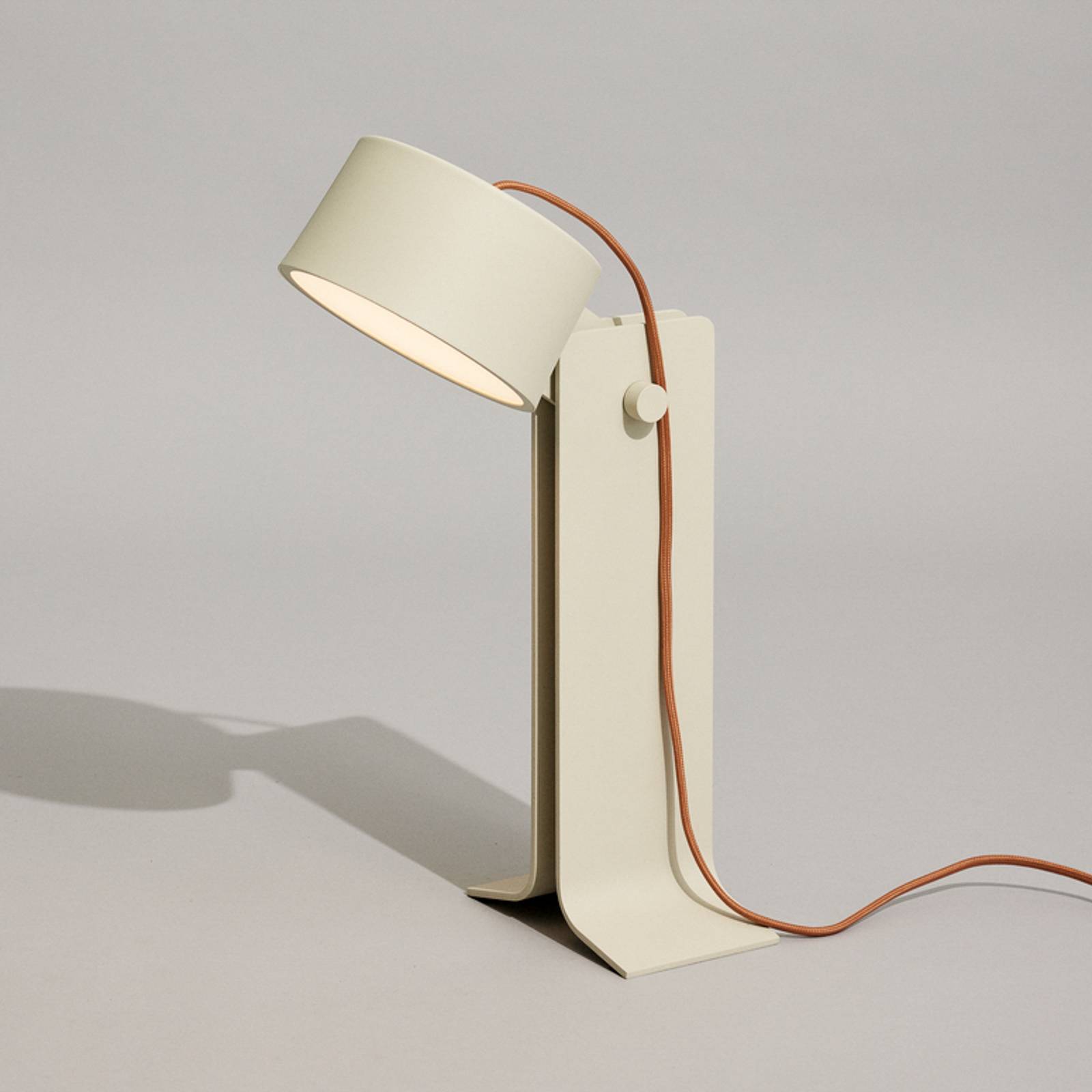 Hübsch Lampa stołowa LED Crea, kolor piaskowy, aluminium, żelazo