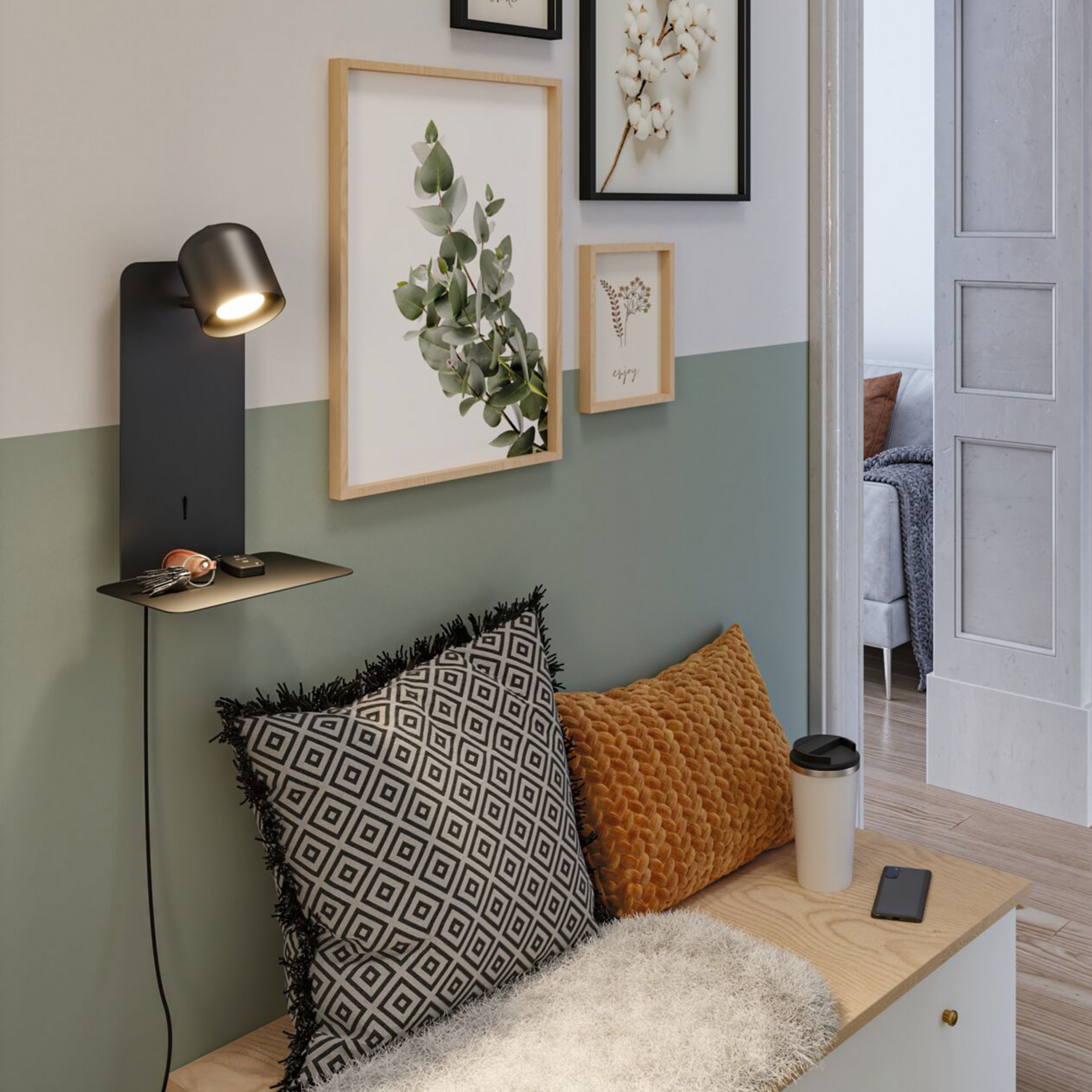 Malena LED Applique Murale USB C Matt Noir - Paulmann