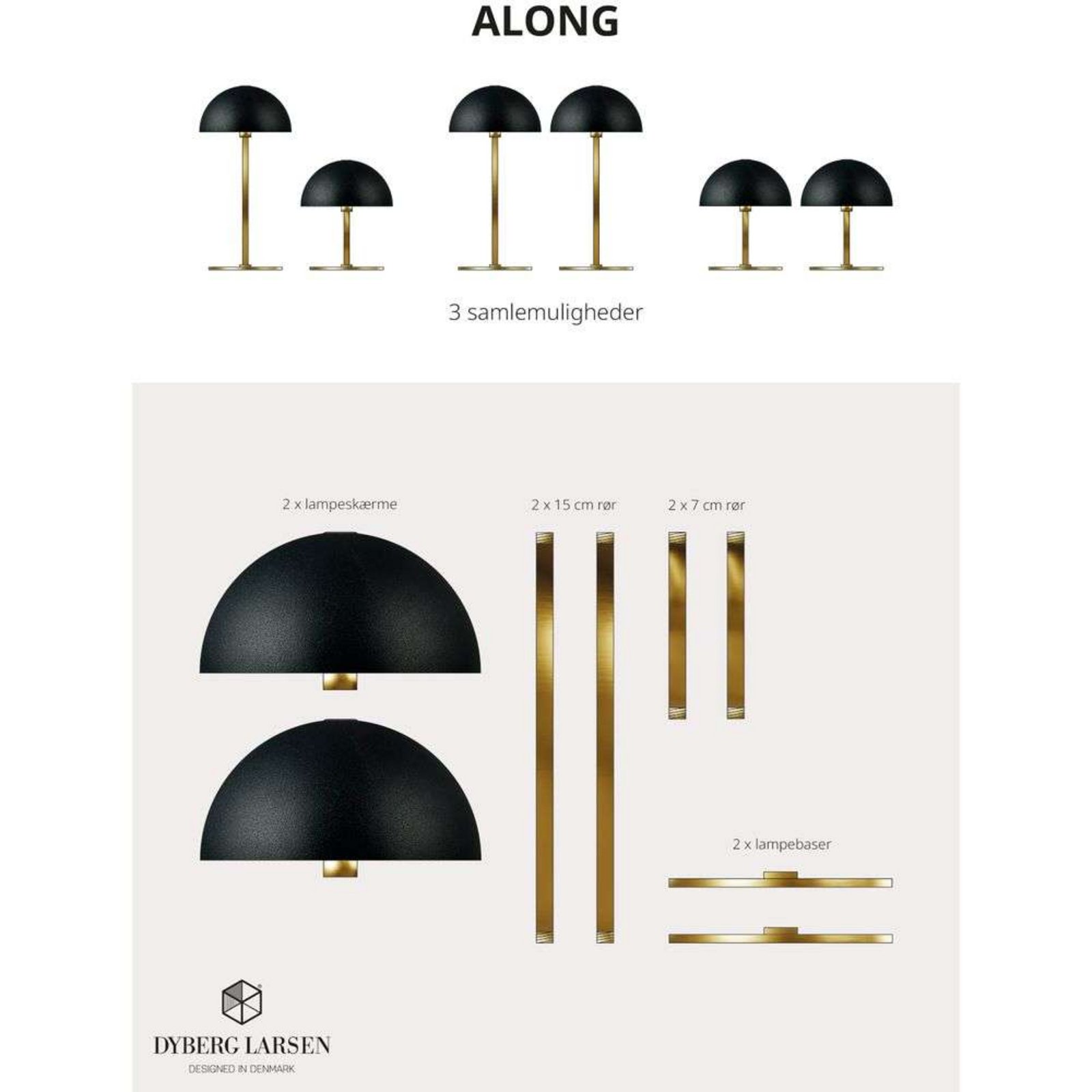 Along Portable Lampada da Tavolo 2 pcs. Mini Black/Brass - DybergLarsen