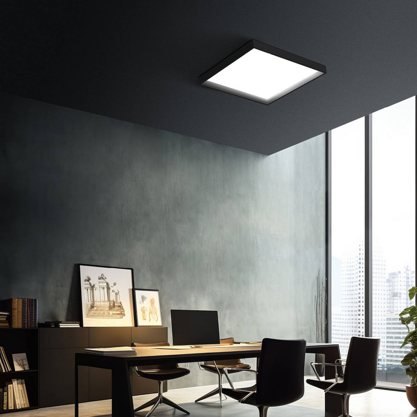 LED-Deckenleuchte Tara Q, 50 x 50 cm, schwarz, 3.000 K, Alu günstig online kaufen