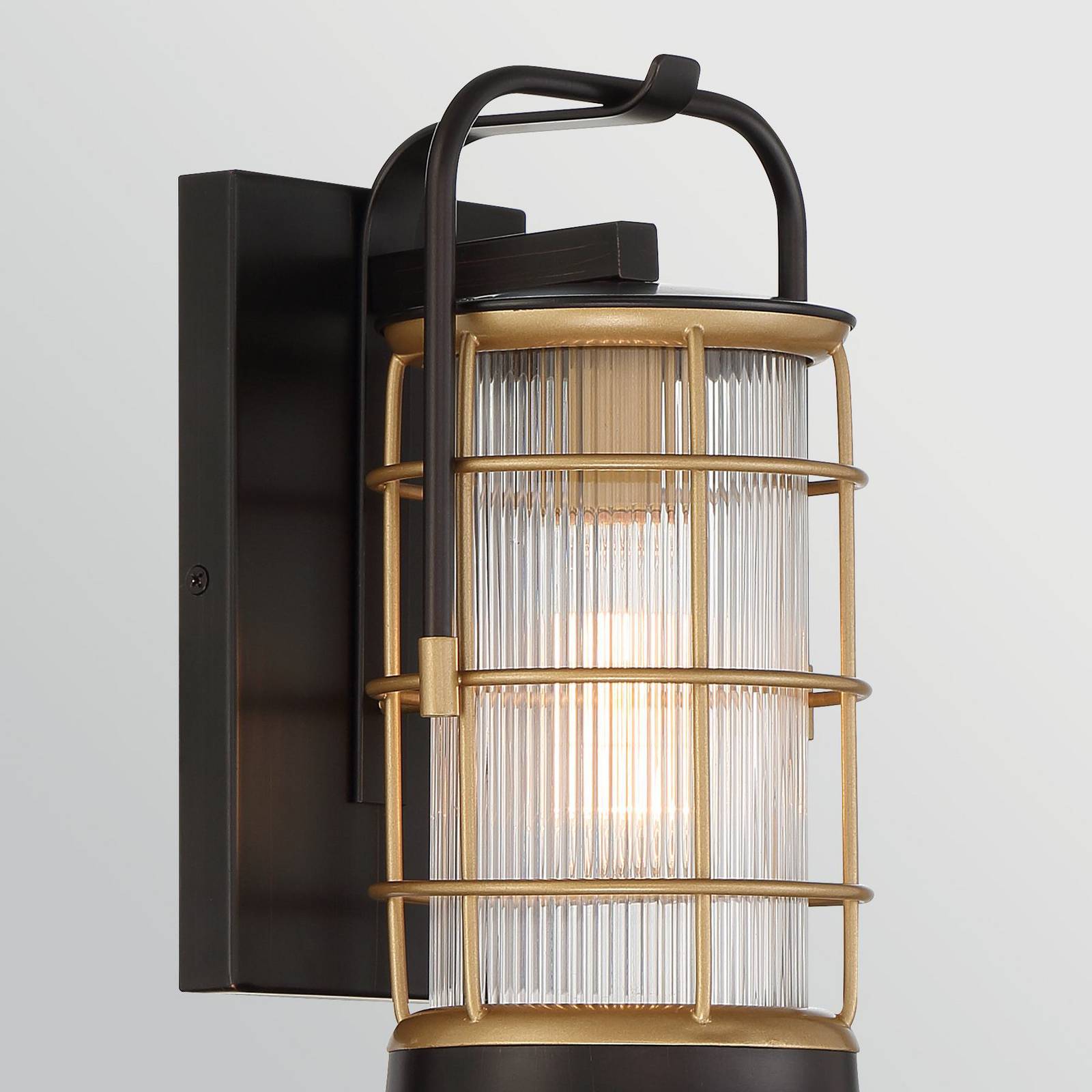  Quintiesse Außenwandleuchte Rivamar, Höhe 34 Cm, Schwarz/gold, Ip44 E27 