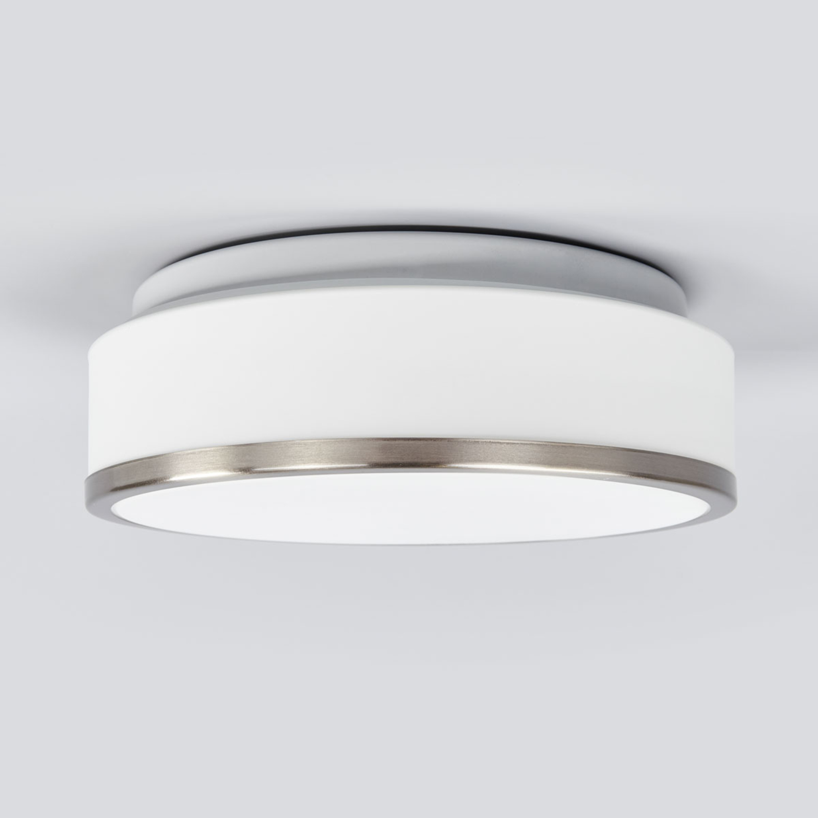Deckenleuchte Flush IP44, silber satiniert