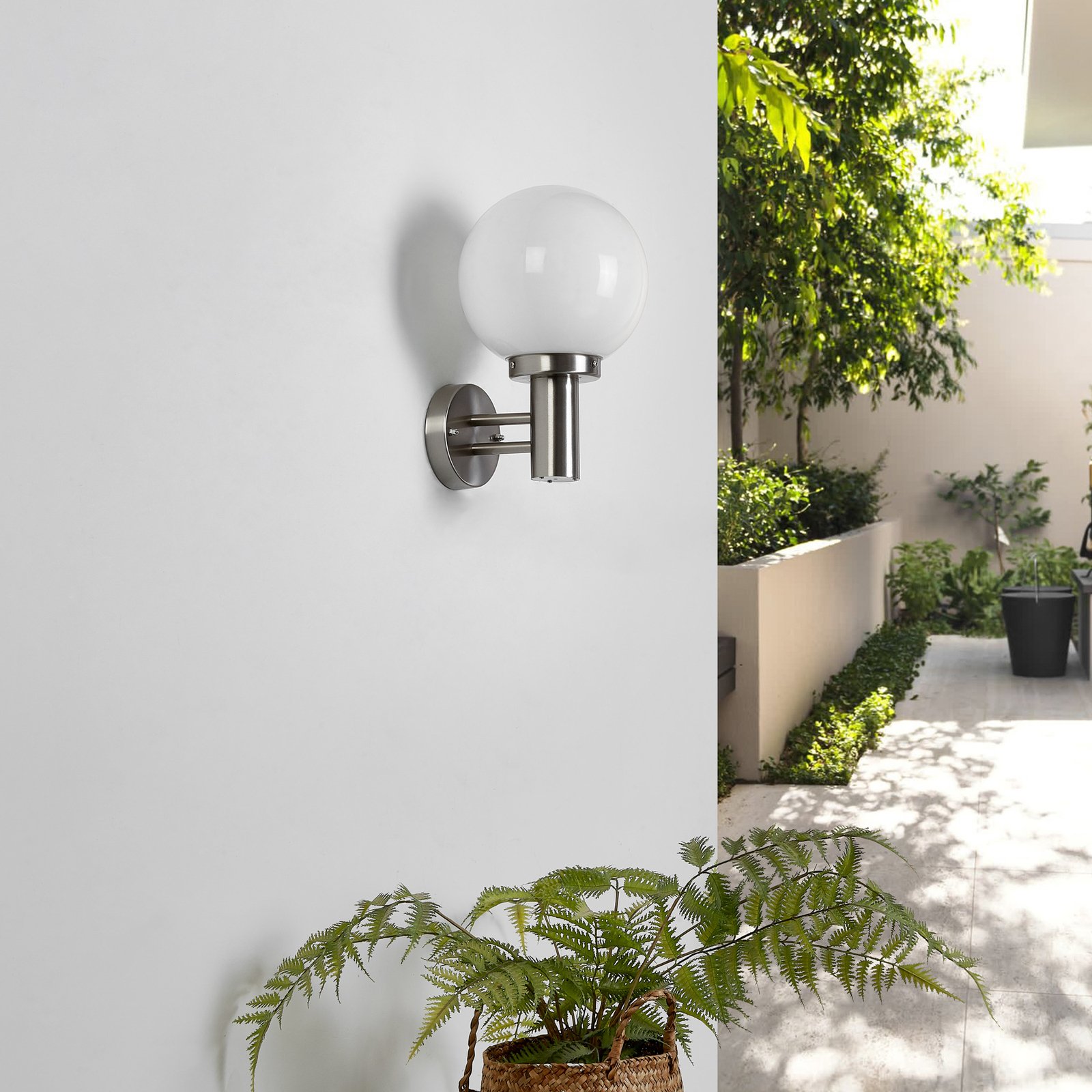 Nada Candeeiro de Parede Exterior Stainless Steel - Lindby