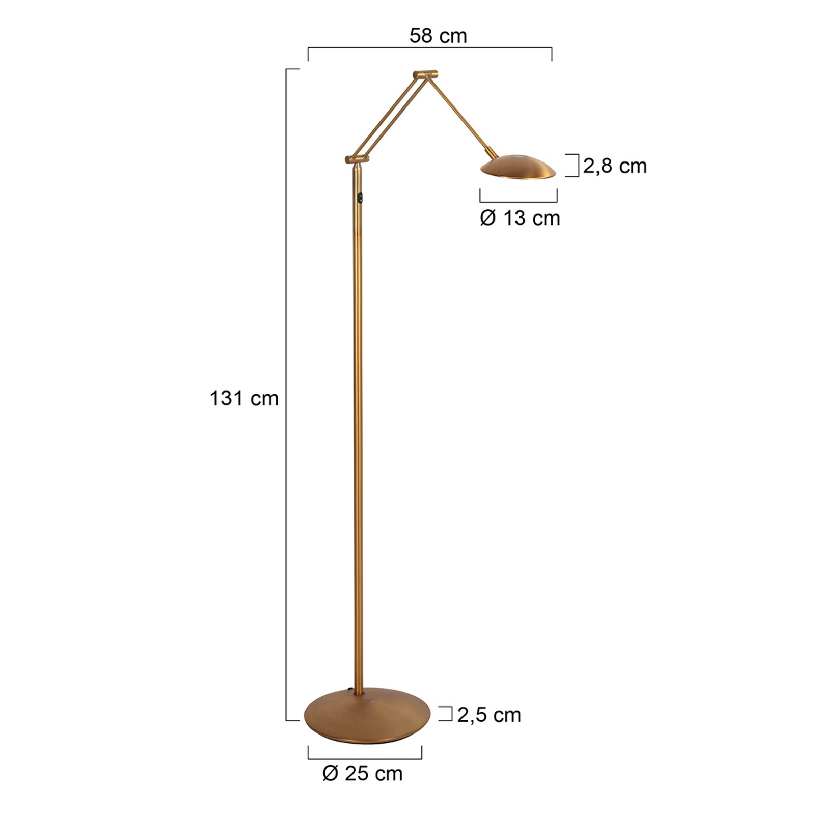 LED vloerlamp Daphne 2, 1-lamp, brons, CCT, afstandsbediening