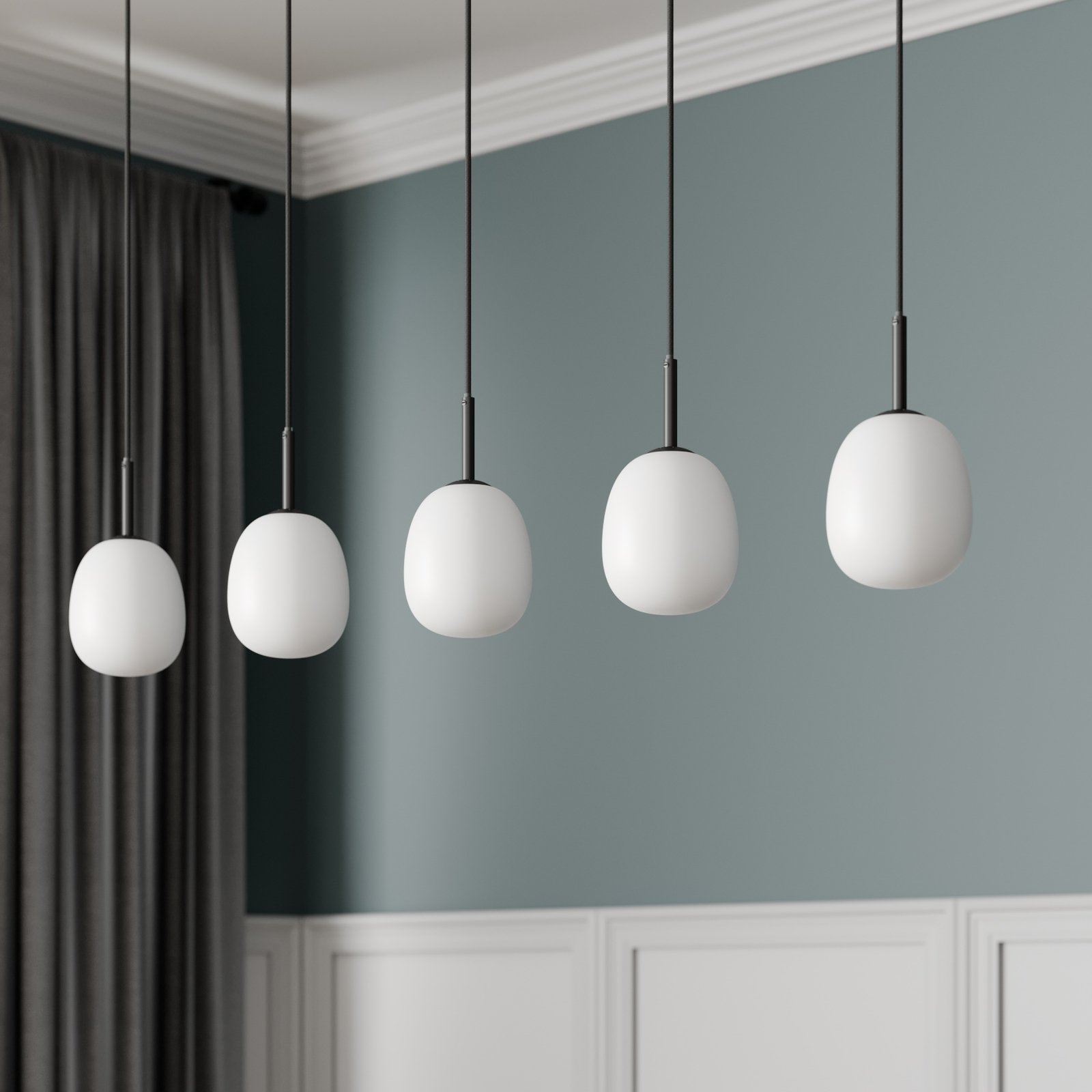 Etiena 5 Hanglamp Opal/Black - Lindby