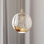 Lucande LED hanging light Hayley, Ø 9 cm, gold-coloured, glass