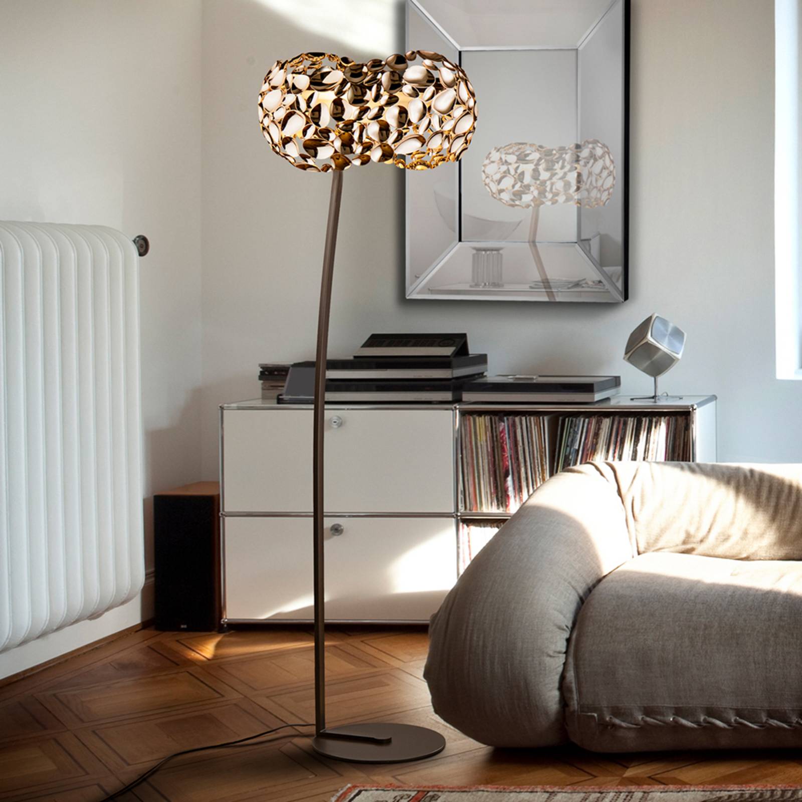 Schuller Valencia Lampadaire LED Narisa doré rosé/brune