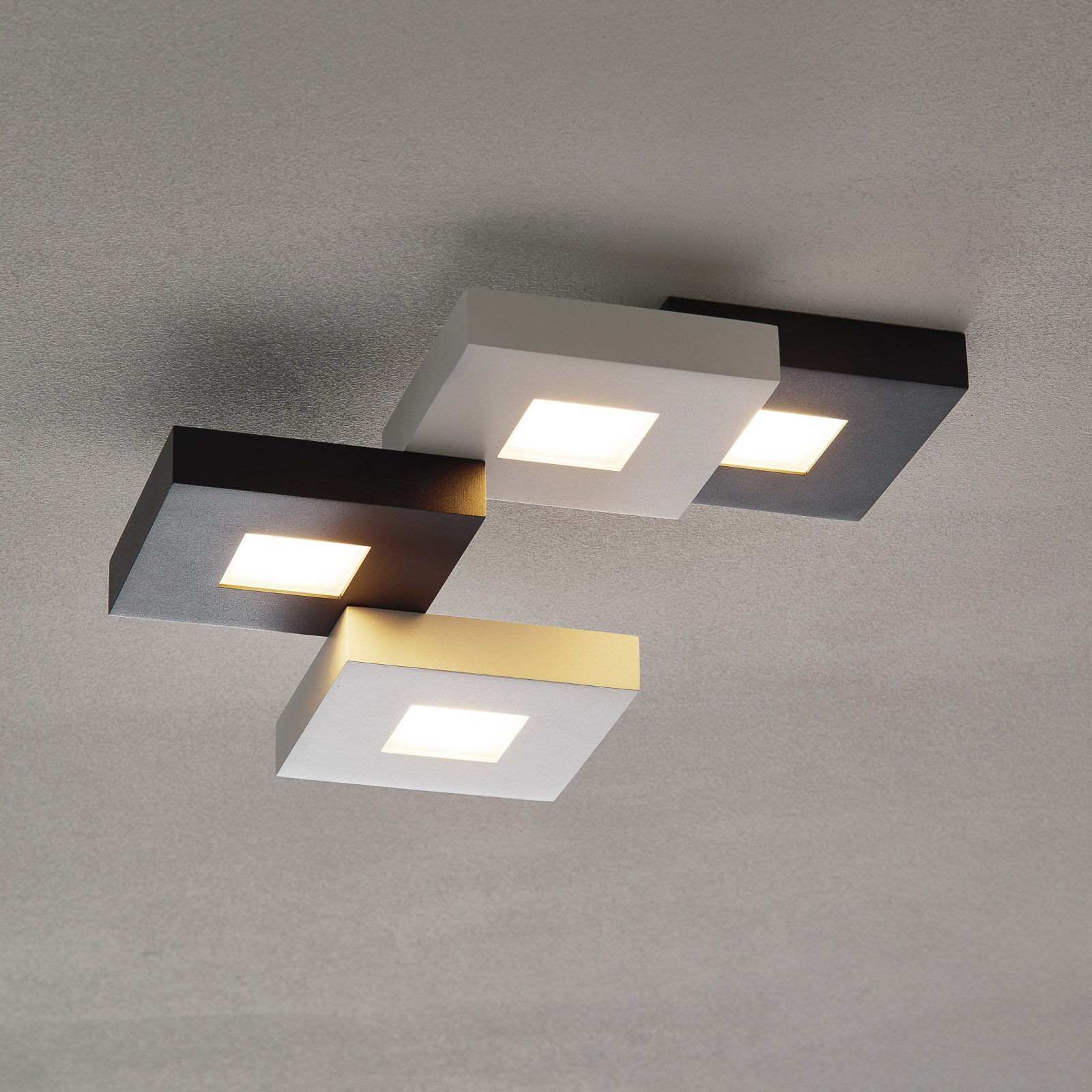 Bopp Cubus - LED-taklampe i svart-hvit, 4 lys - Sort