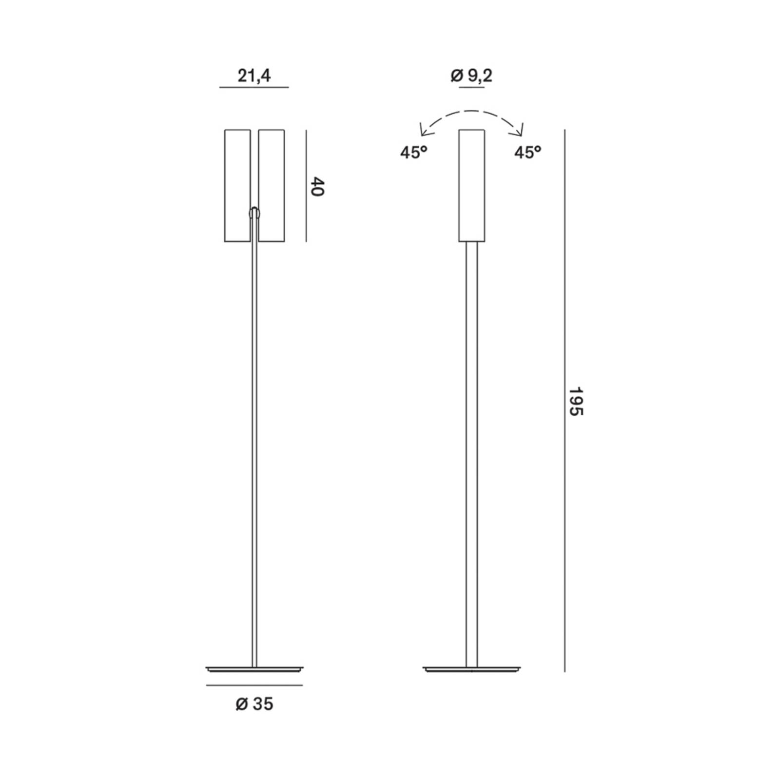 Lampa podłogowa Rotaliana Tobu F1, 3000K, 90°, Bronz