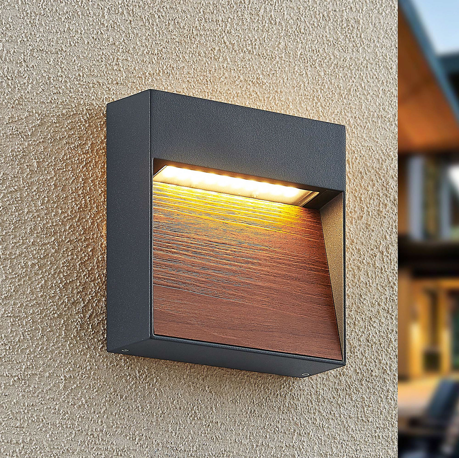 Lucande Sylvett LED-Außenwandlampe, dunkelgrau