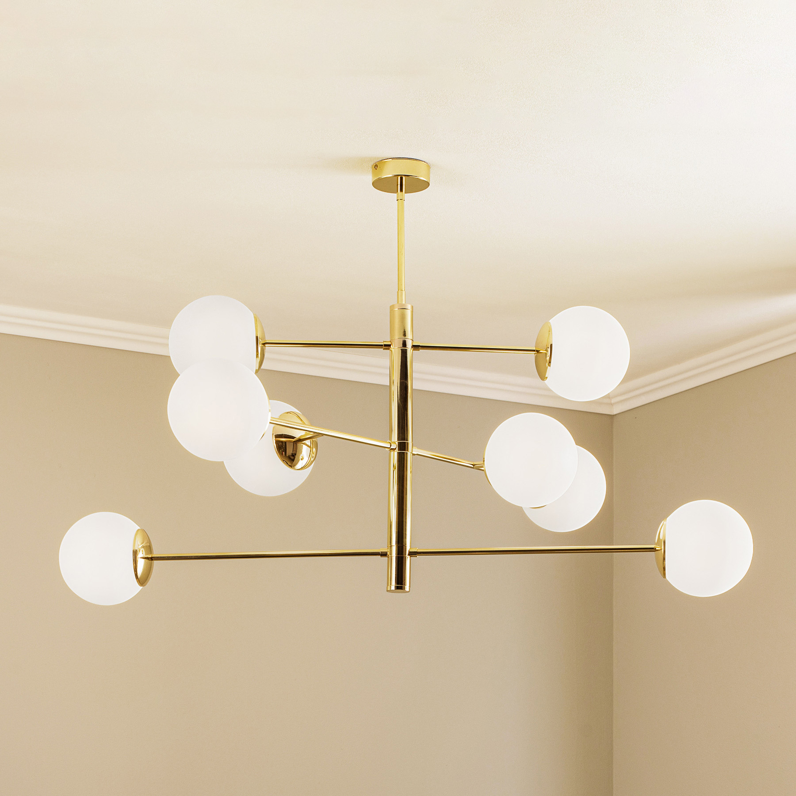 Caroll ceiling light 8-bulb opal/brass