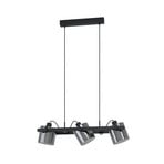 Suspension Hornwood 2, longueur 78 cm, noir, à 3 lampes