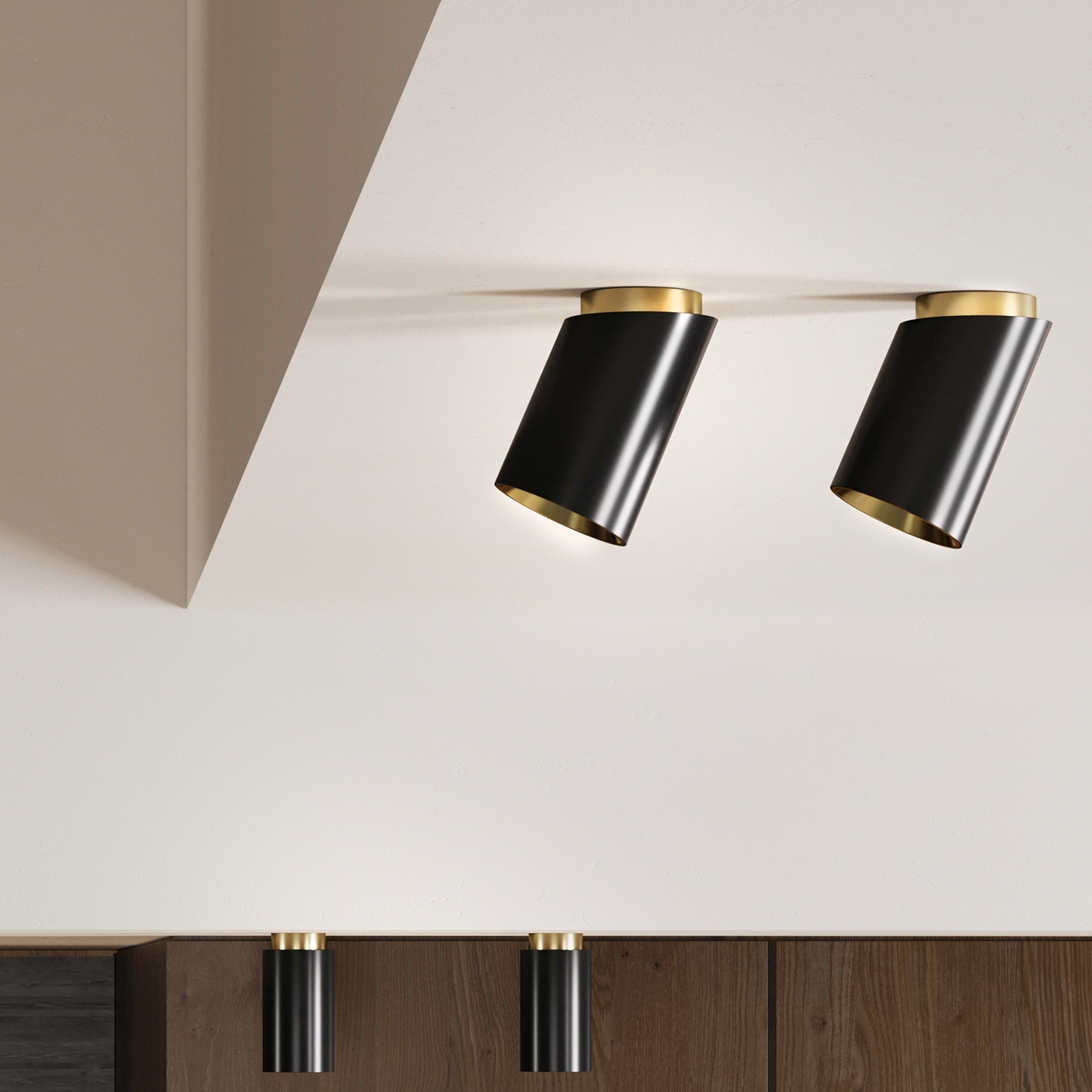 Tobo C85 asymmetrisk taklampe, svart, stål, GU10 - DCW