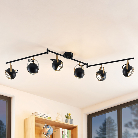 Lindby Dawid LED-taklampe, gulldekor, 6 lyskilder