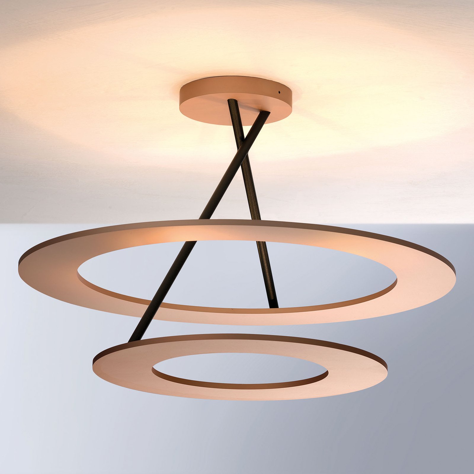 Bopp Stella LED ceiling lamp 2 rings rose/black