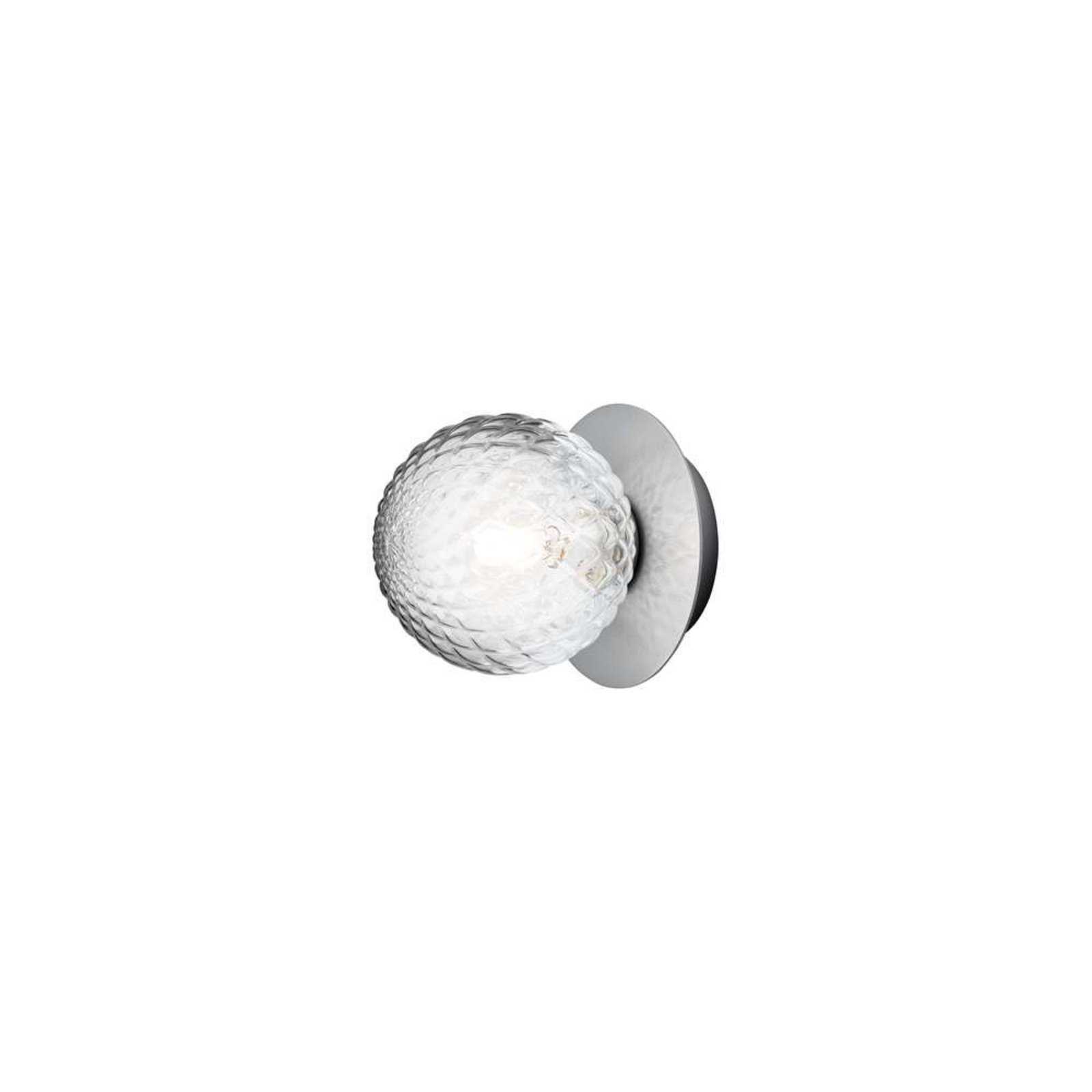 Nuura Liila 1 candeeiro de parede, Ø 14 cm, IP44, prateado/transparente