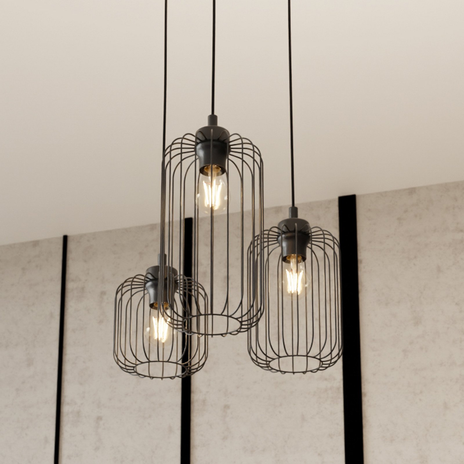 EMIBIG LIGHTING Lampă suspendată Vander 3 becuri Ø 30 cm negru metal E27 - Camera de zi / sufragerie - Modern