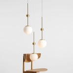 Joel pendant light, circular, brass/white, 3-bulb