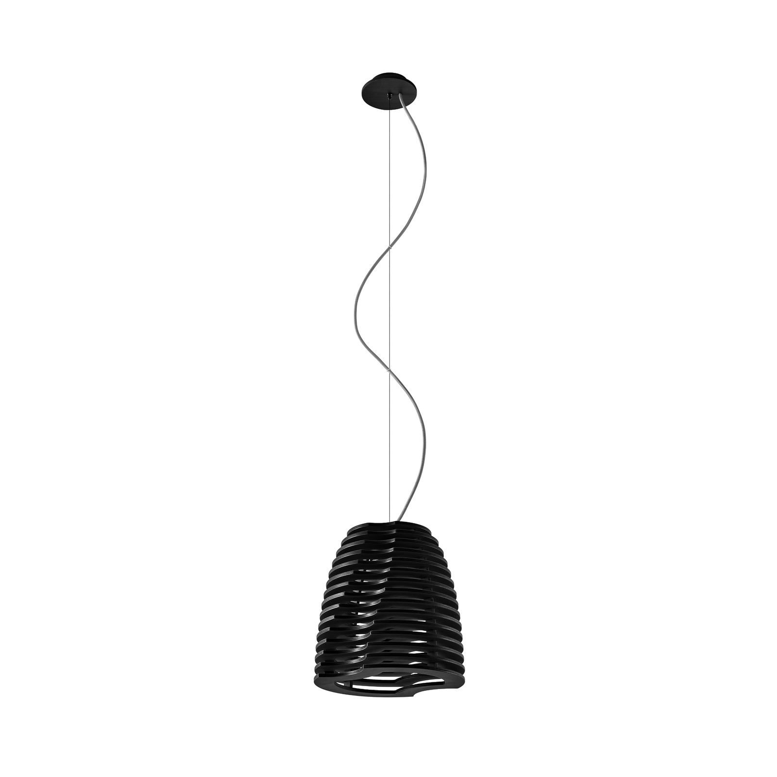 Lampada a sospensione Twist, faggio, nero, 150 cm