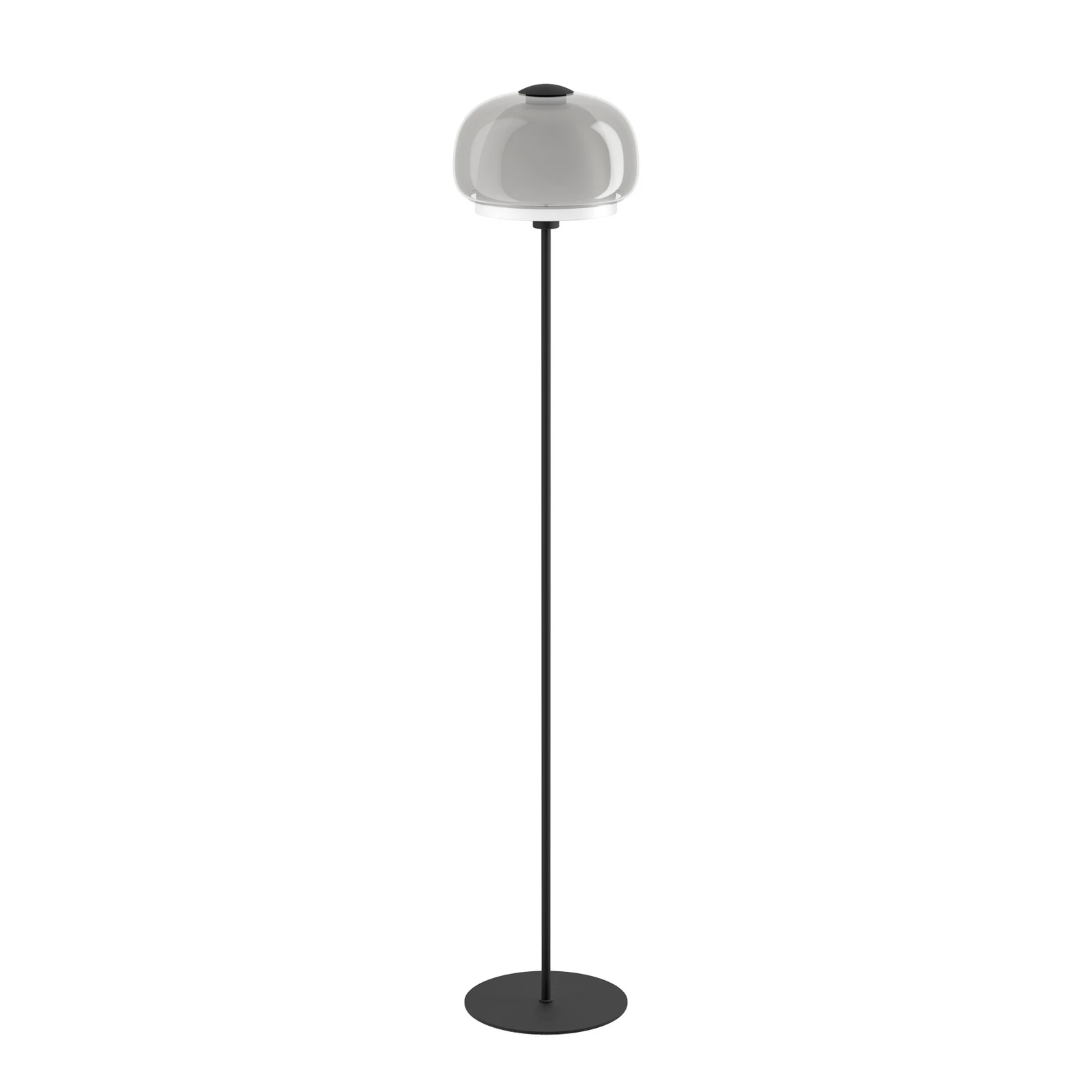 Candeeiro de pé Belomontejo, preto transparente, vidro, aço, E27