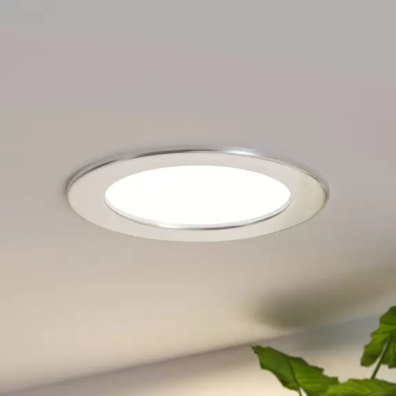 Lampenwelt Prios LED-Einbaulampe Cadance, silber, 17 cm, dimmbar