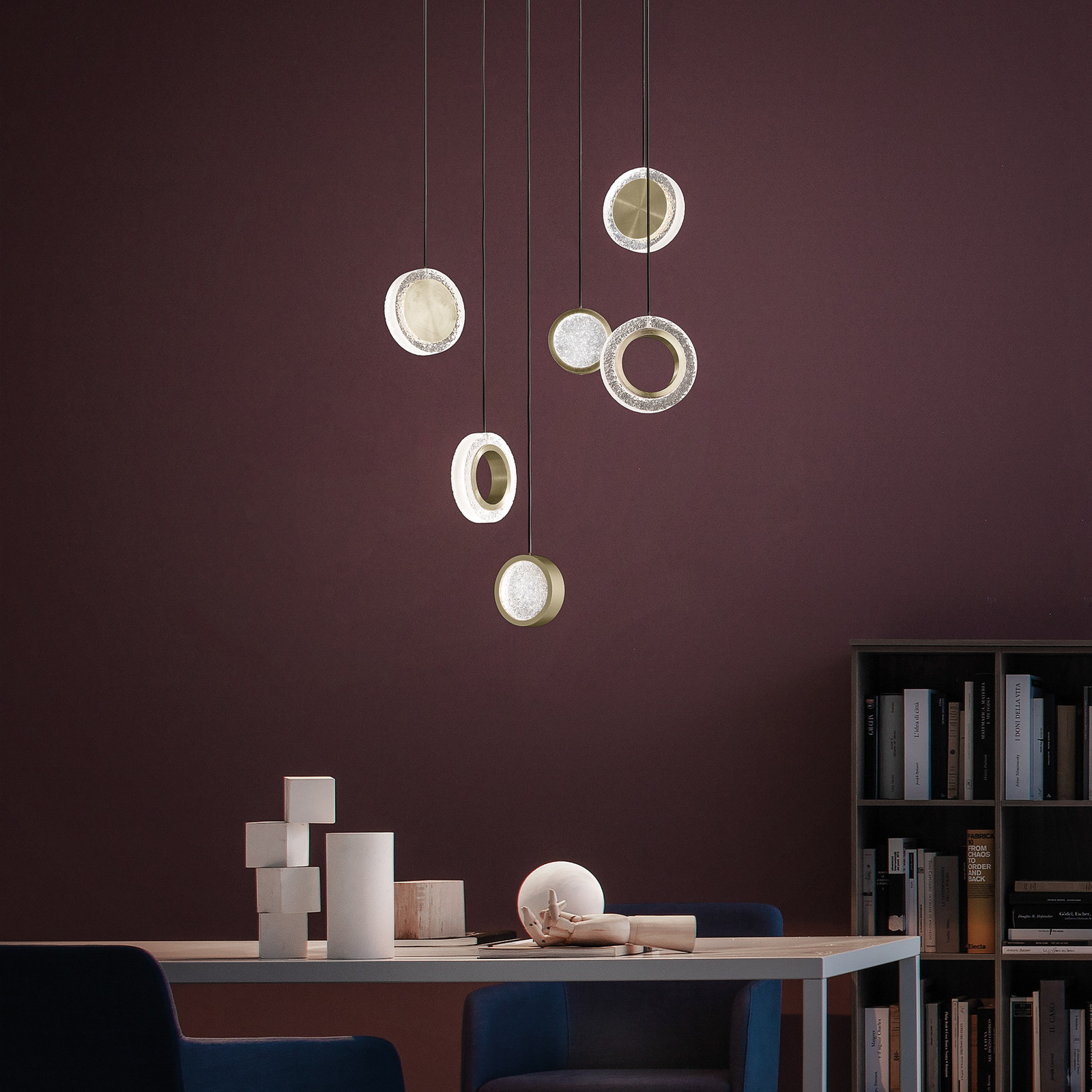 Sil-Lux Yo-Yo lampă suspendată LED 6 becuri negru/auriu - Camera de zi / sufragerie - design - negru auriu - Metal