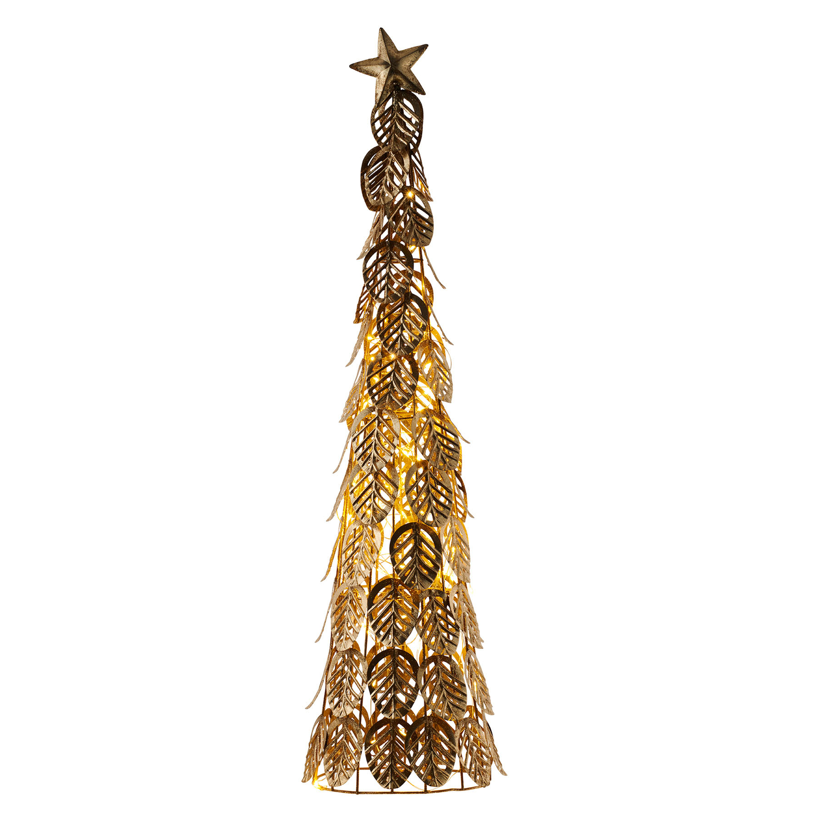 LED decorative tree Kirstine, gold, height 63.5 cm