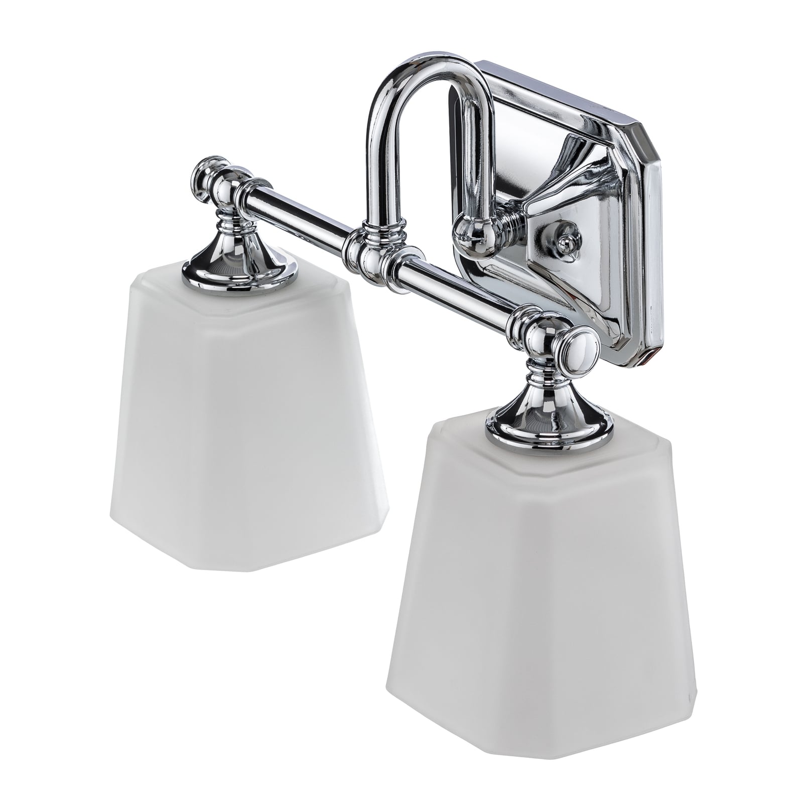 Concord væglampe, krom, bredde 36 cm, 2 lyskilder, IP44 – FEISS