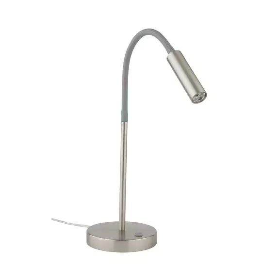 Lampenwelt LED-Tischlampe Rocco, nickel matt Flexarm grau