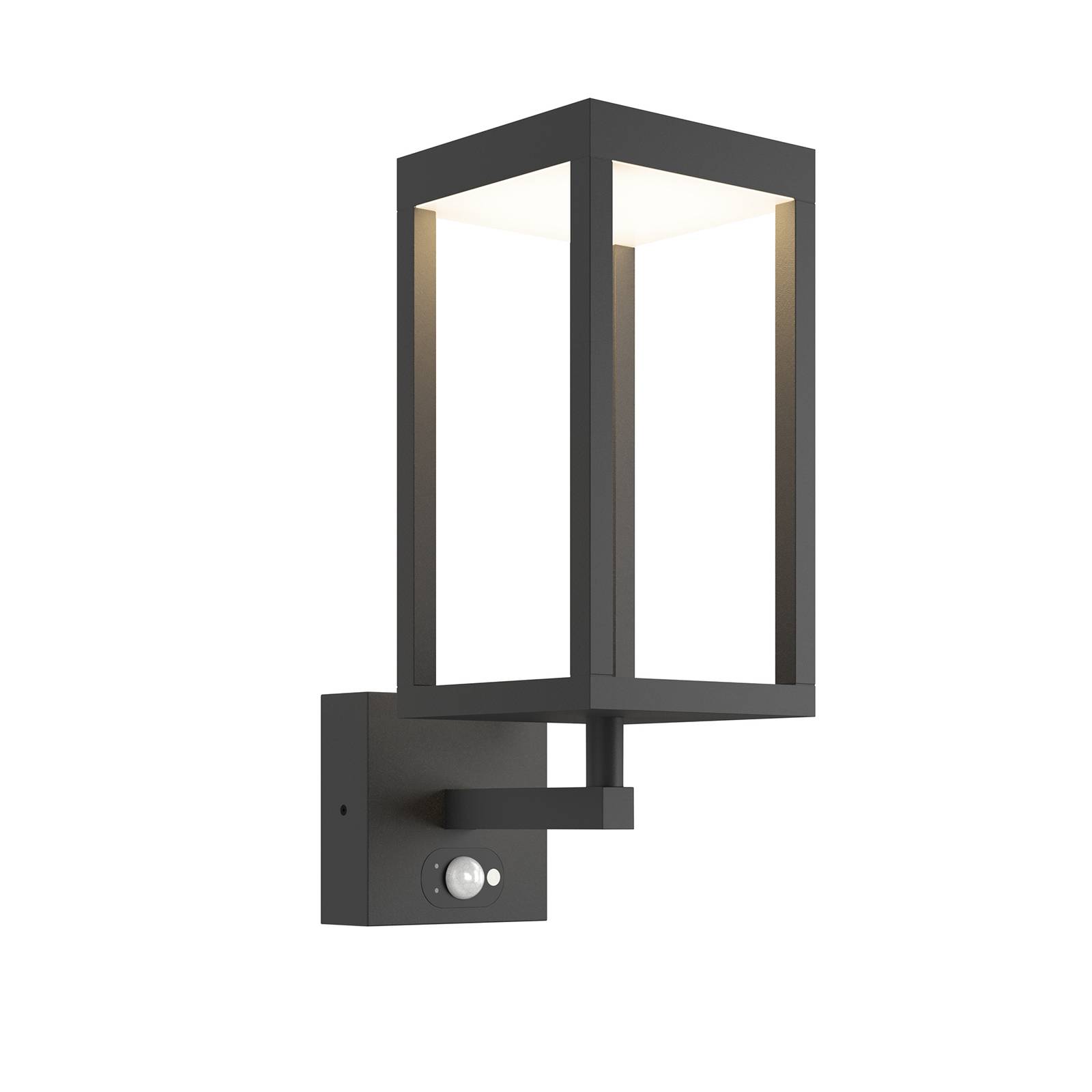 Lucande Qimka LED solar outdoor wall lamp, sensor, aluminium, plastic, 3 W, W: 14 cm, H: 36.75 cm