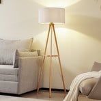 Lindby Stehleuchte Adamio, Ø 45,5 cm, weiß, Textil, Tripod