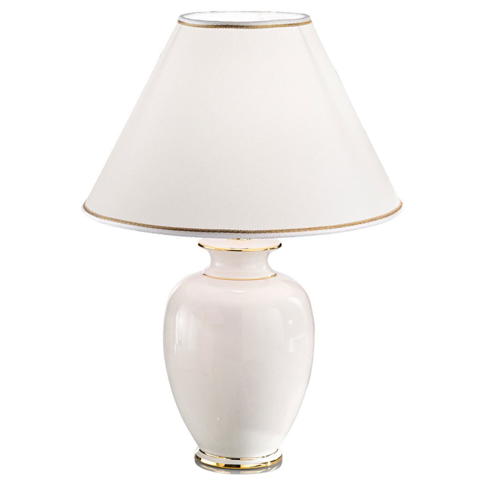 Stolná lampa Giardino Avorio bielo-zlatá, Ø 40 cm