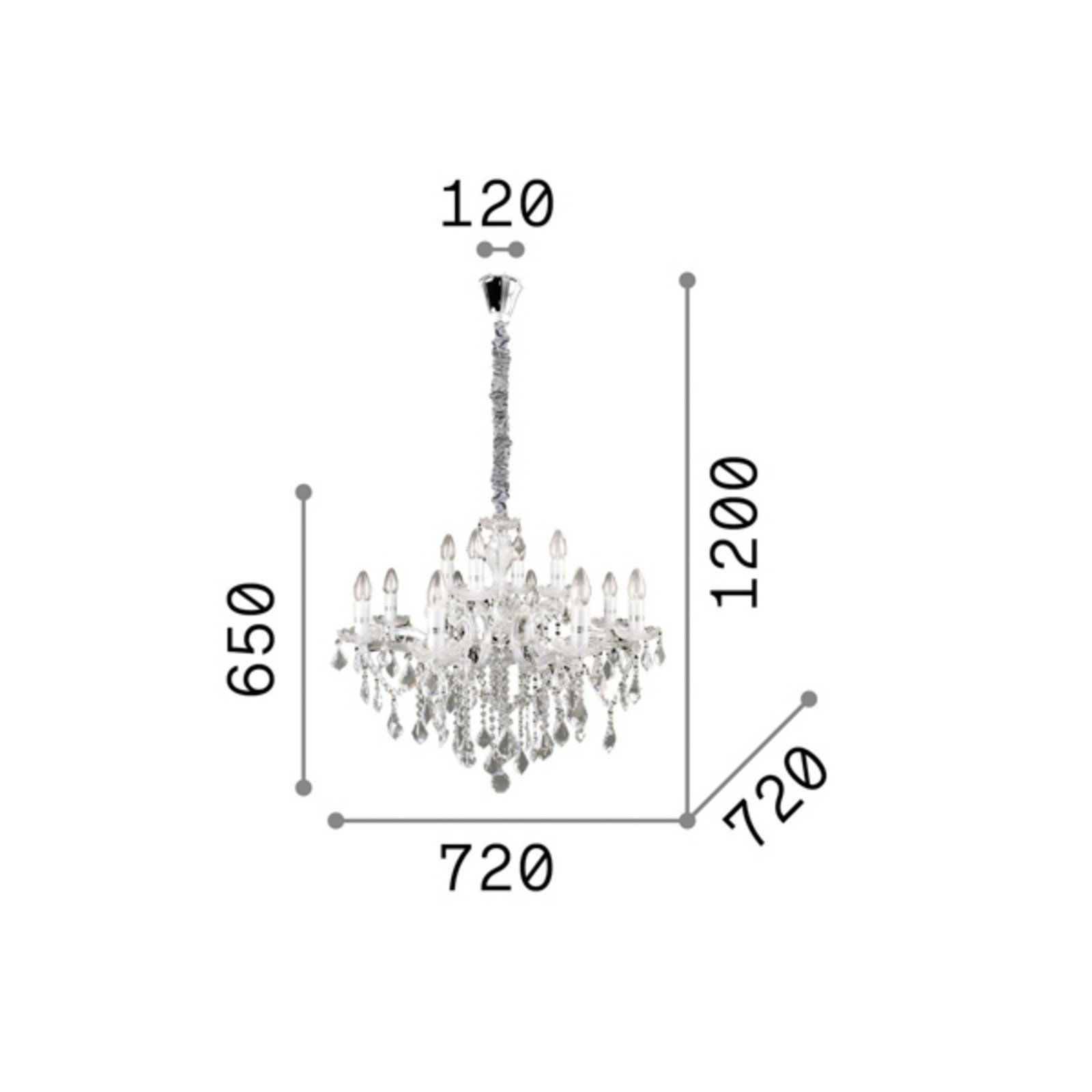 Ideal Lux candelabru Florian de culoare cromată cristal 12flg.