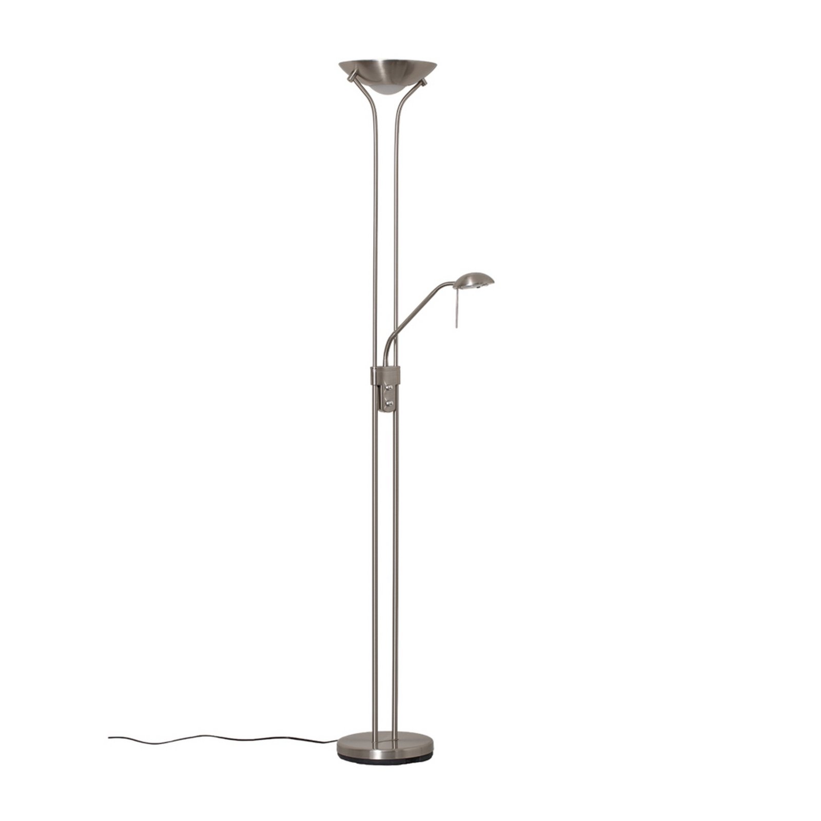 Lindby LED vloerlamp Josefin, nikkel, leeslampje, dimbaar