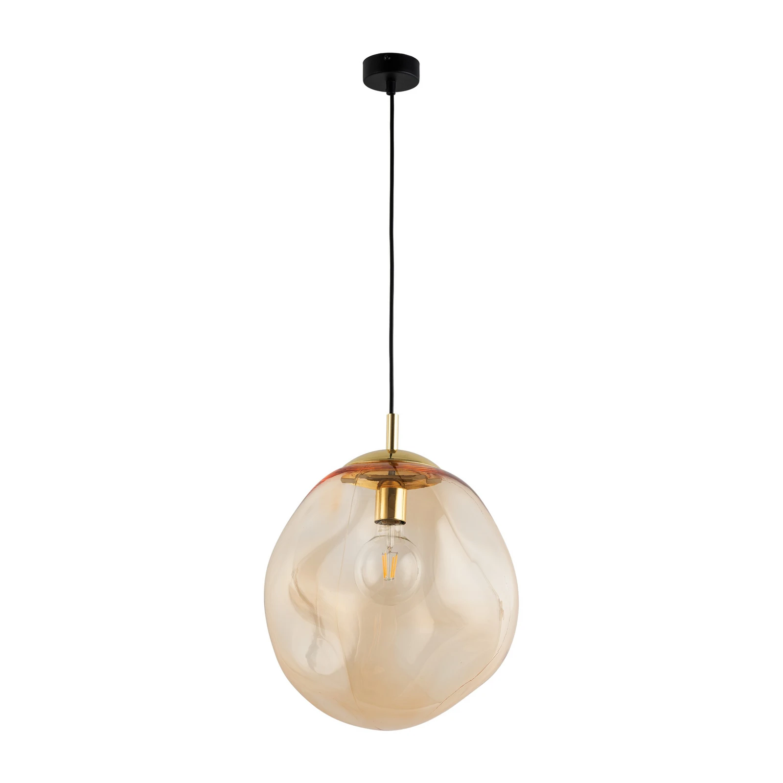 Sol klaasist rippvalgusti, Ø 35cm, must/kollane