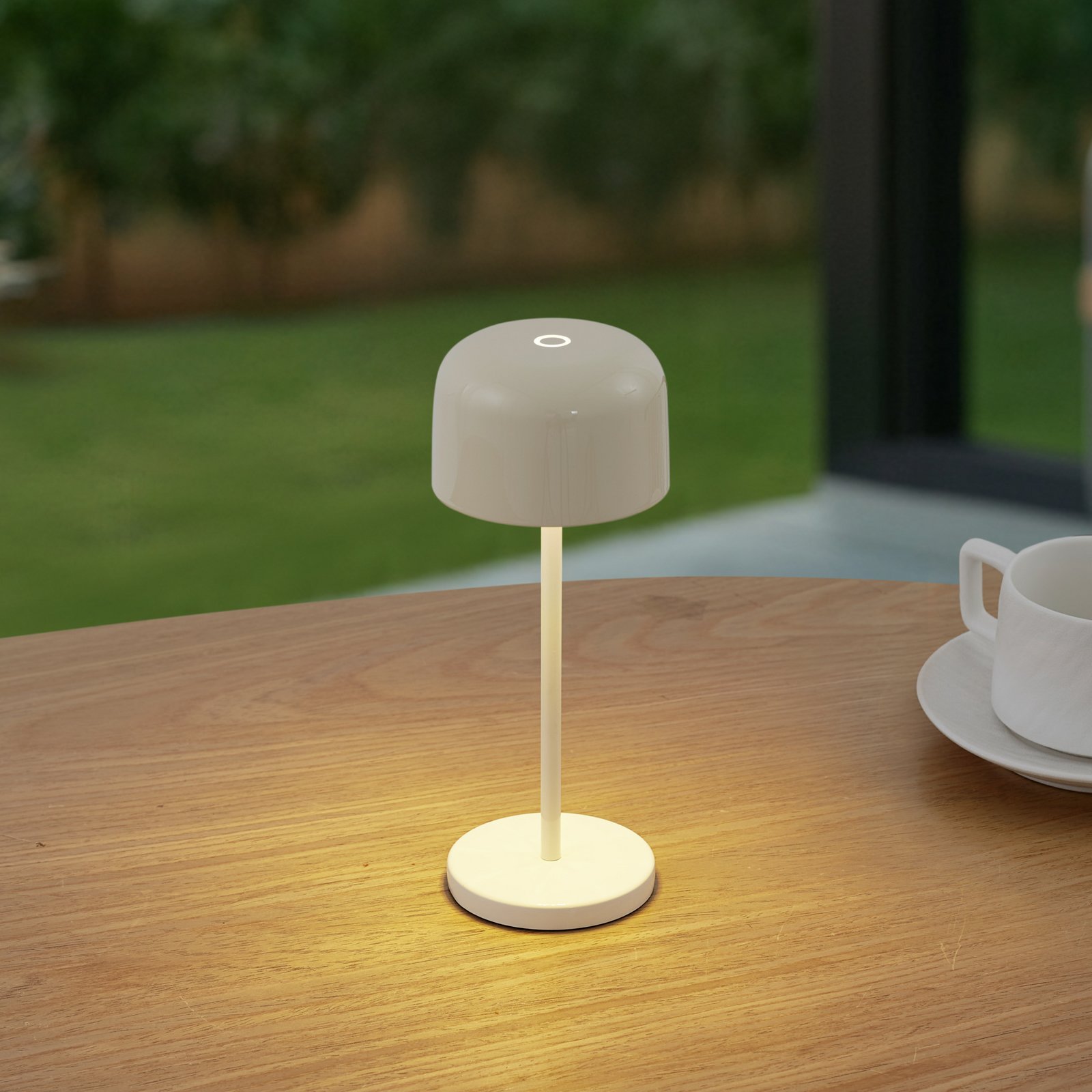 Quill LED rechargeable table lamp, CCT, beige, dimmable - Lucande Quill LED rechargeable table lamp, CCT, beige, dimmable - Lucande