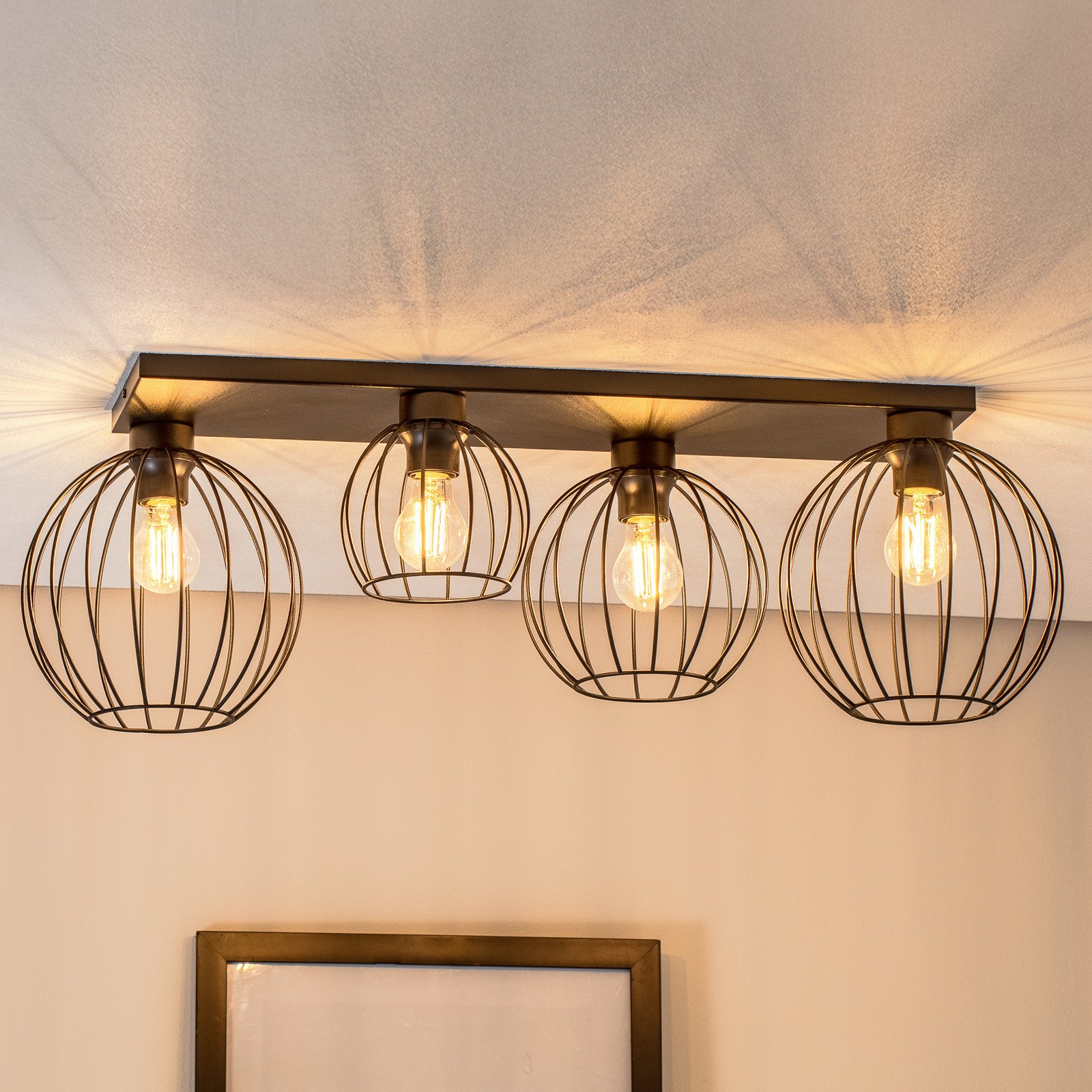 EMIBIG LIGHTING Plafonieră Nest 4 becuri 83 cm negru metal E27 - Camera de zi / sufragerie - Modern