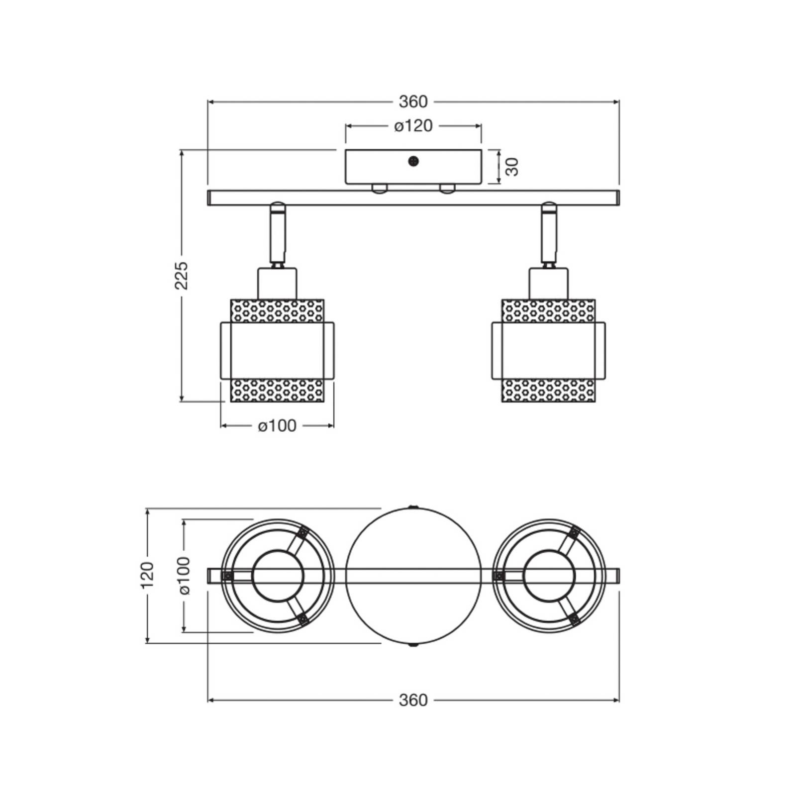Lampa sufitowa OSRAM Decor Spot Hornet, 2-punktowa, czarna/złota