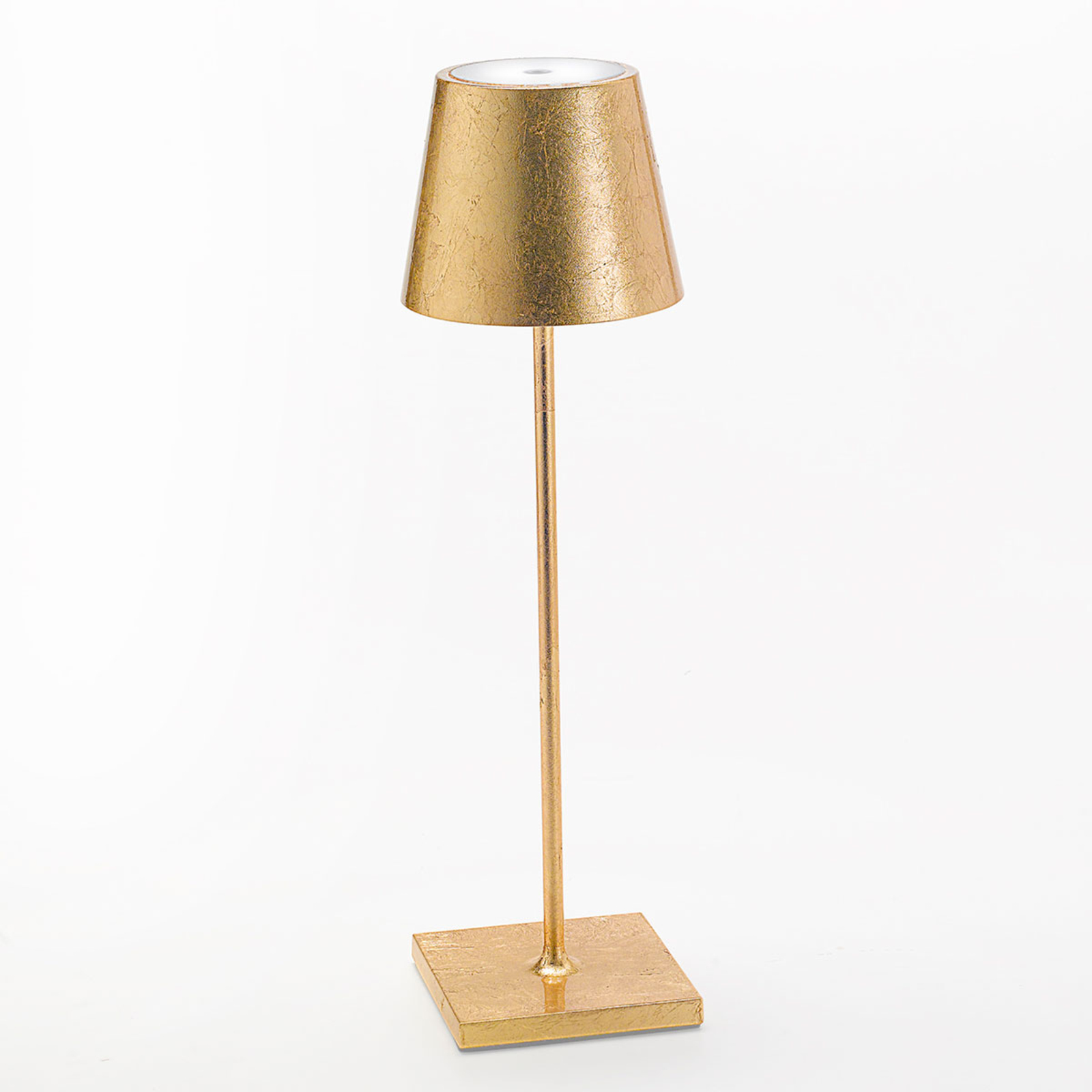 Lampa stołowa LED Poldina z dekorem, złota