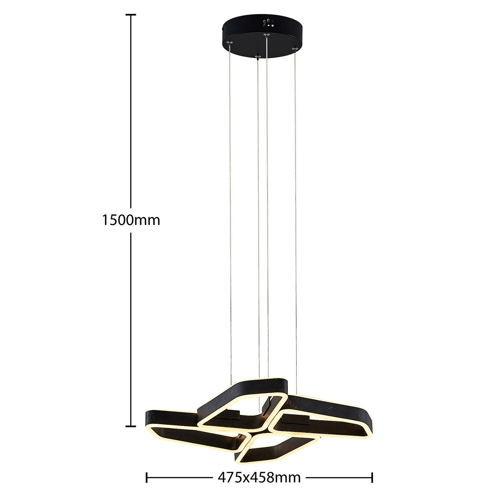 Lucande Quinn LED hanglamp zwart 4-lamps