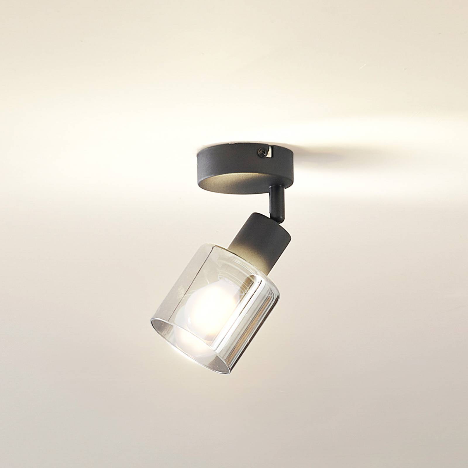 Lindby plafonnier Netty à 1 lampe gris verre