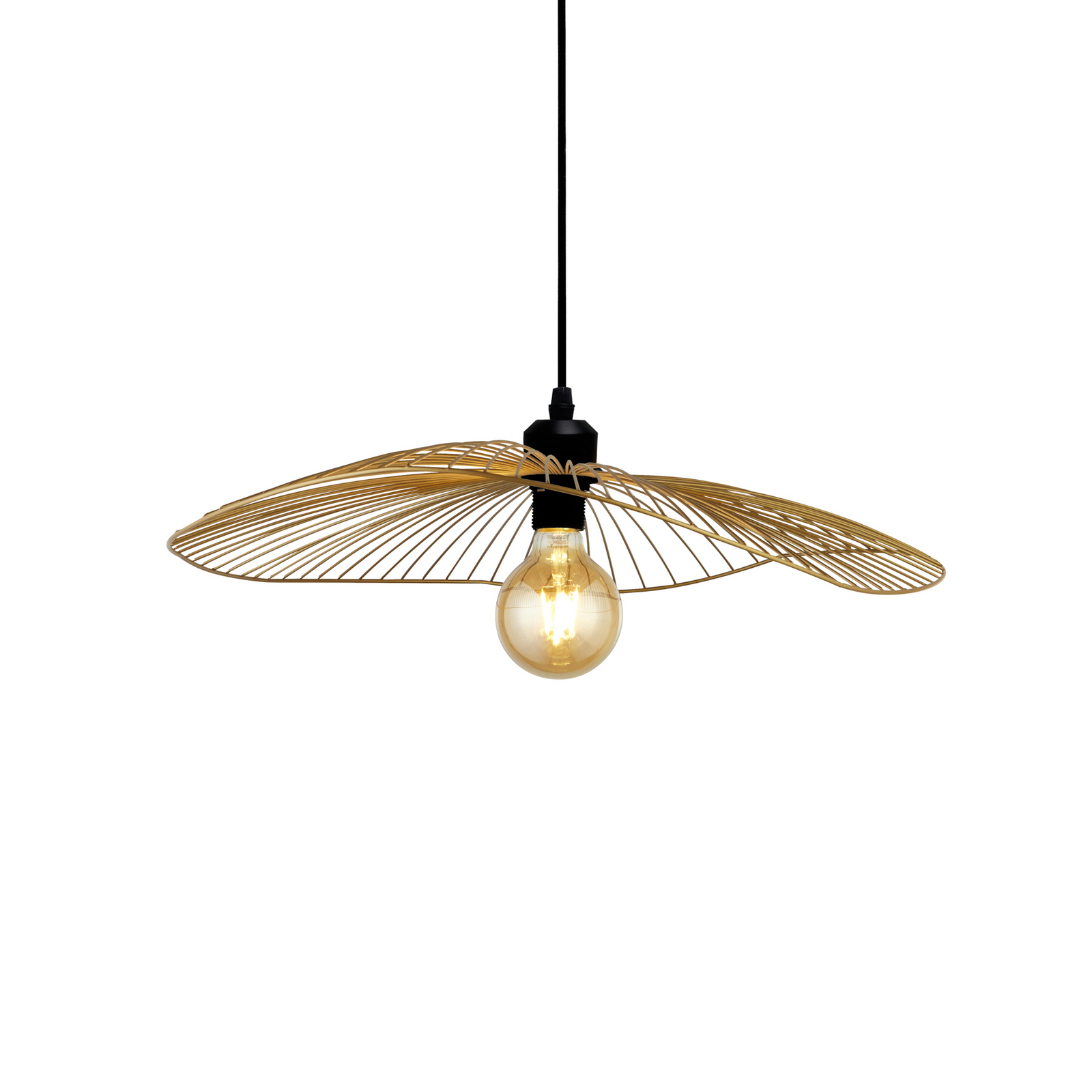 Wave hanging light, black and gold, Ø 51 cm, metal