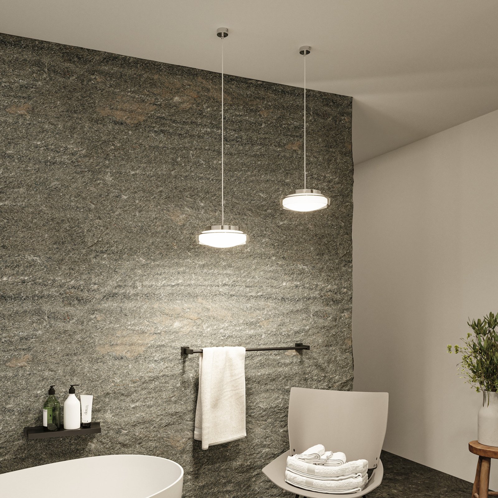 Luena LED Pendant IP44 Chroom/Clear -Paulmann