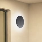 LED wall light Disk, Ø 25cm, black, plastic, IP65, CCT