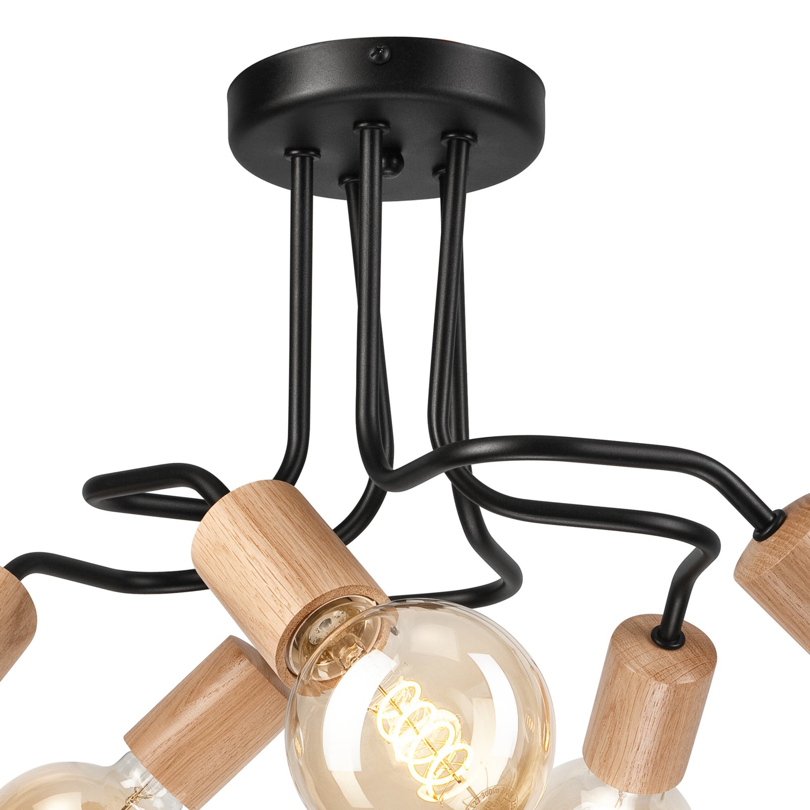 Envostar Joiy plafonnier 5 lampes étalé noir/bois