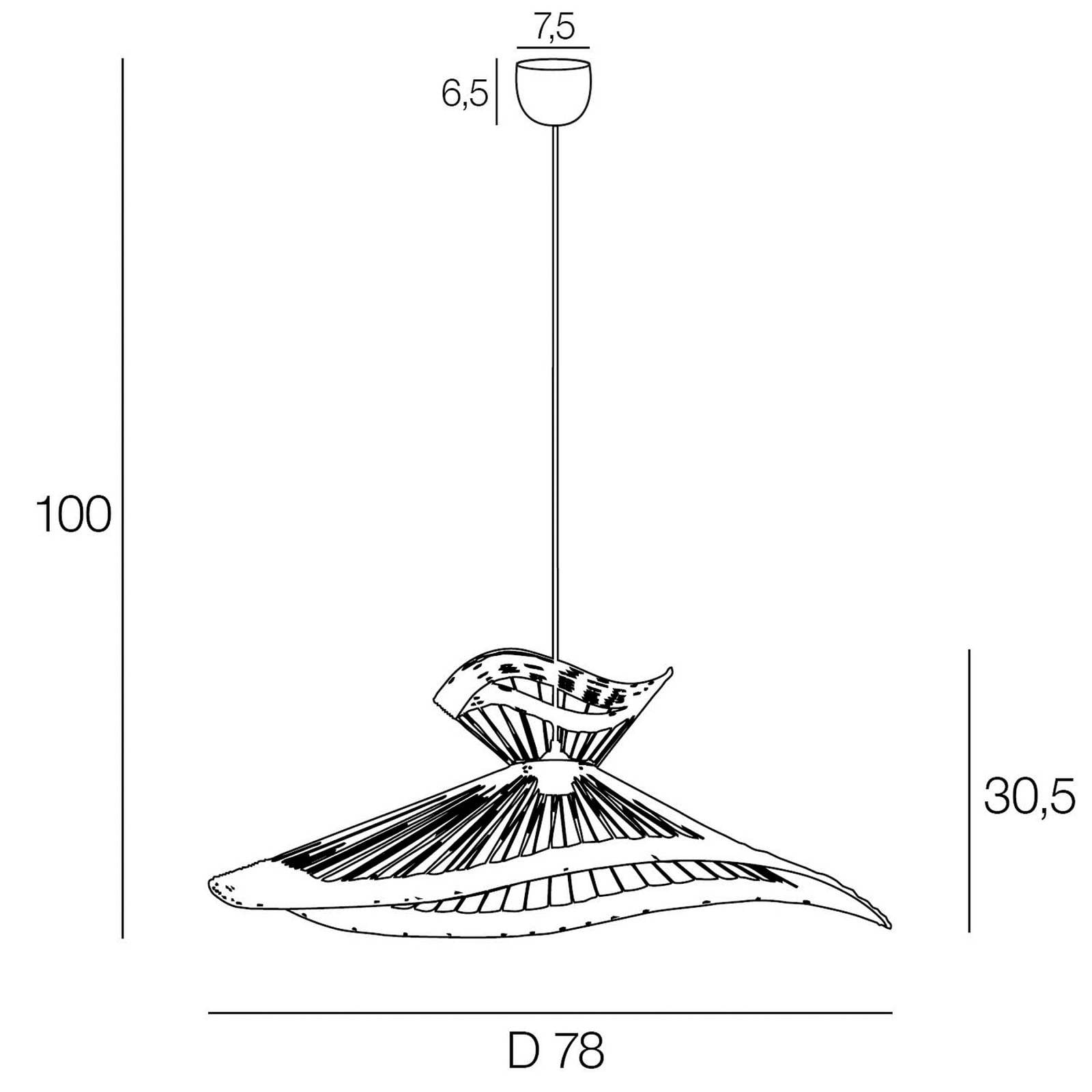 Żyrandol Mekong, czarna, wysokość 30 cm, metal/rattan