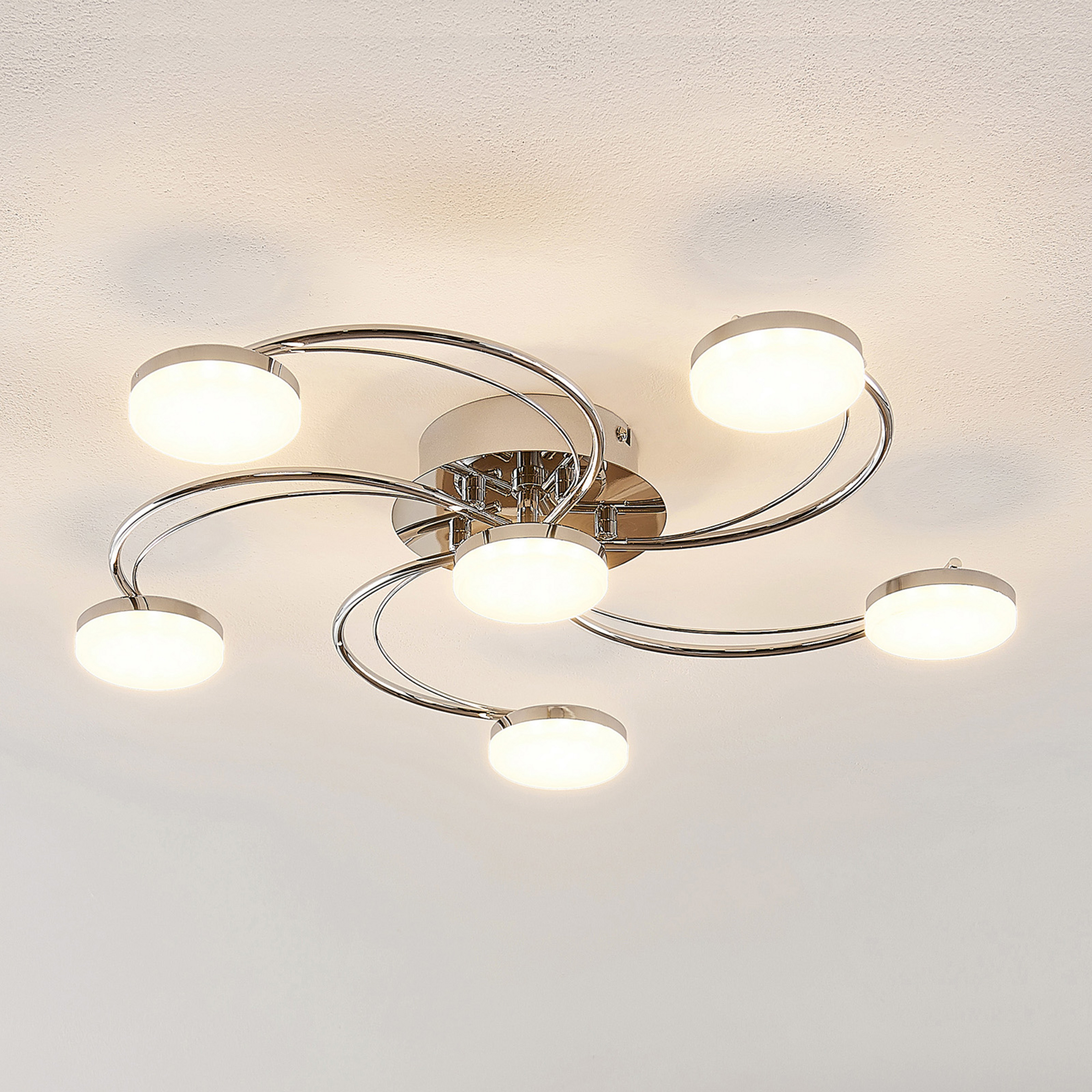 Lindby LED laevalgusti Rouven, spiraalikujuline, 6-valgusti, hall