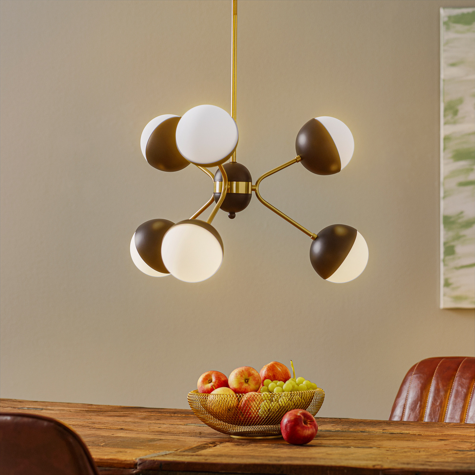 Viokef Lampă suspendată Orbit 6 becuri - Camera de zi / sufragerie - modern - negru auriu opal - Metal