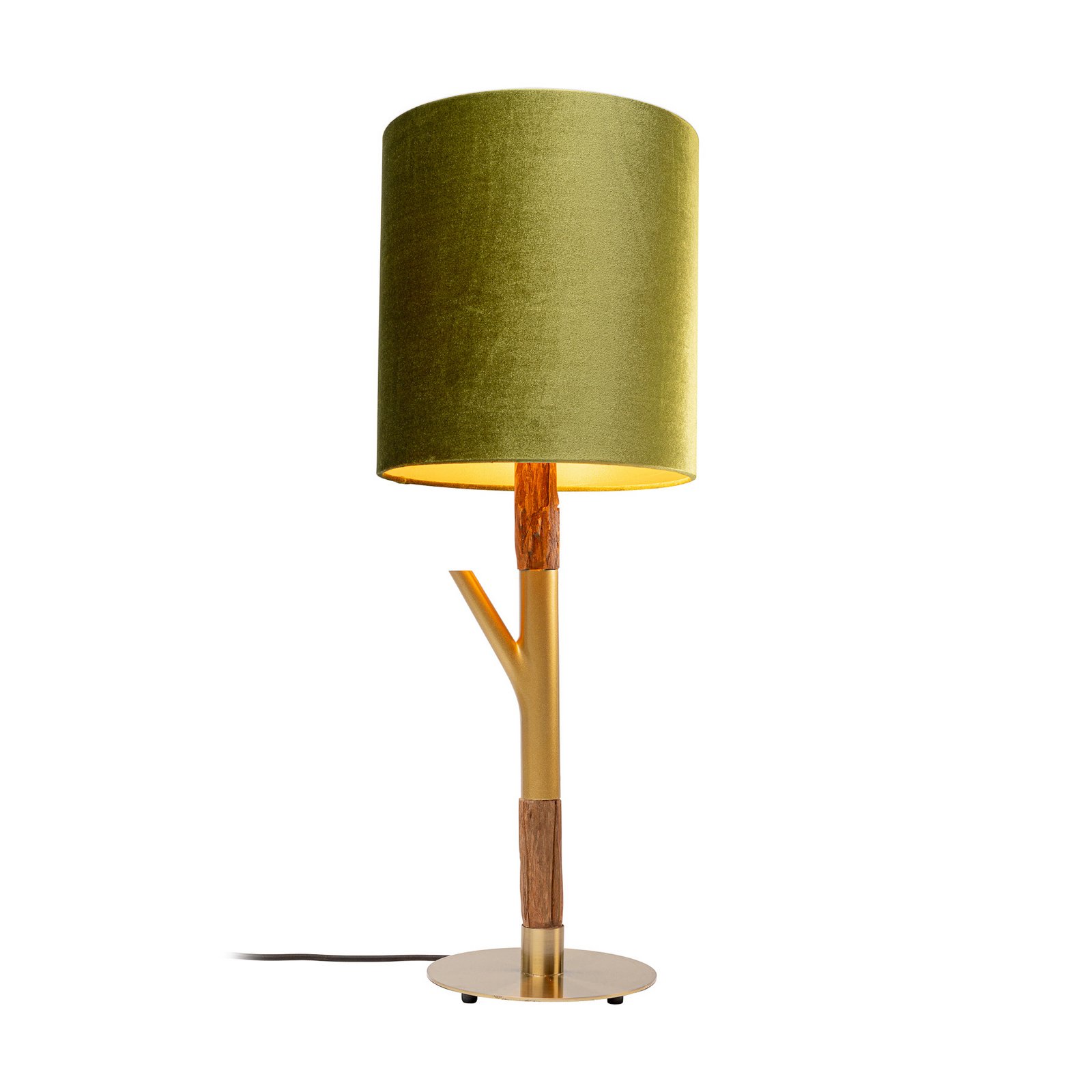 Kare namizna svetilka Twig, zelena/zlata, višina 74 cm, E27