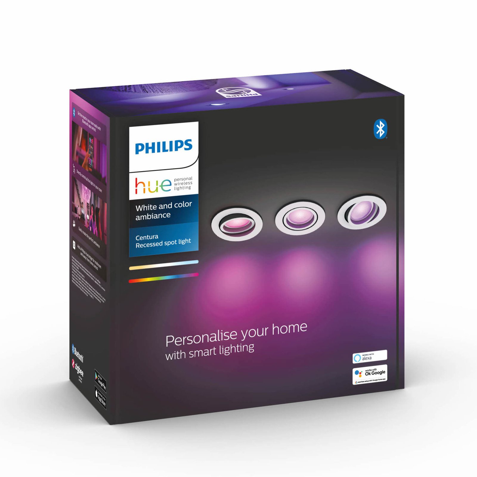 Philips Hue Centura beépíthető spot 3-as, fehér